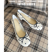 绝美白色波点蝴蝶结单鞋 女粗跟2026春季 新款 法式 温柔玛丽珍高跟鞋