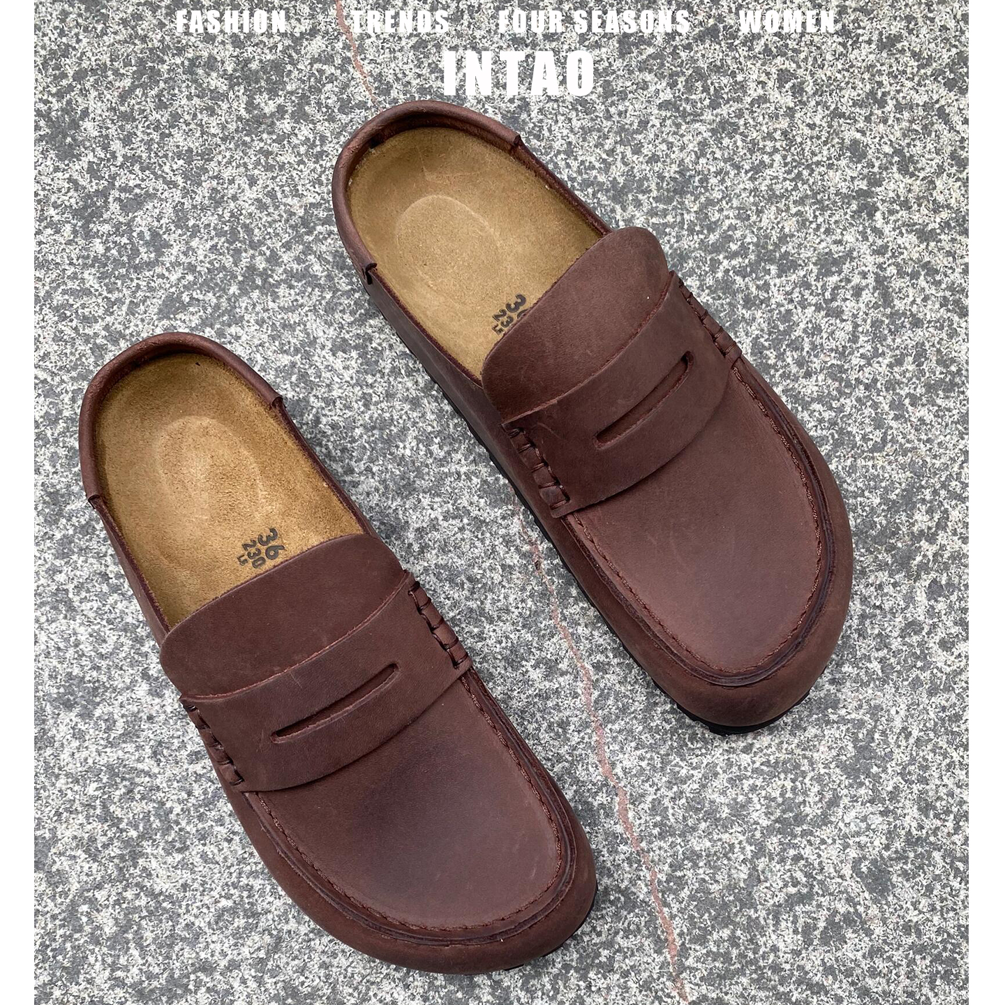 棕色复古内增高勃肯鞋41-44码