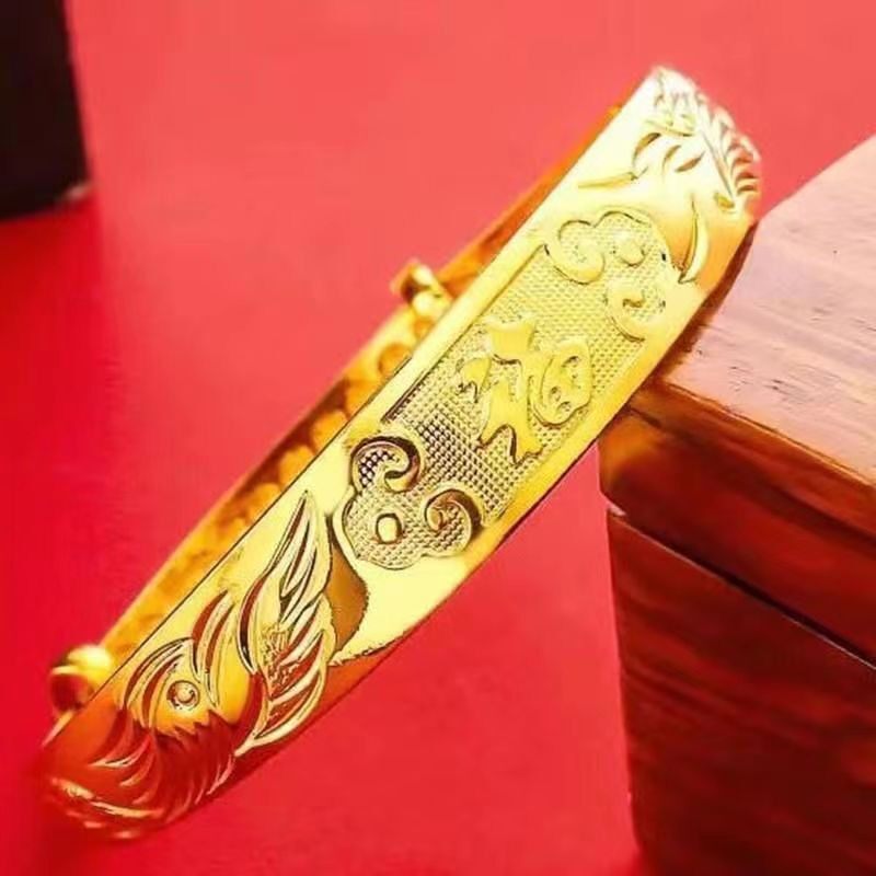 越南沙金首饰品龙凤手环满天星手镯女士不掉色仿金手镯子摆摊批发