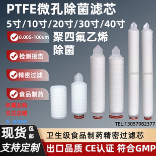 聚四氟乙烯PTFE除菌滤芯食品制药专用精密气体液体PTFE微孔膜滤芯