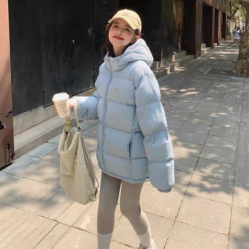 秋冬户外女士韩版连帽学院风连帽棉服女冬季保暖新款小个子面包服