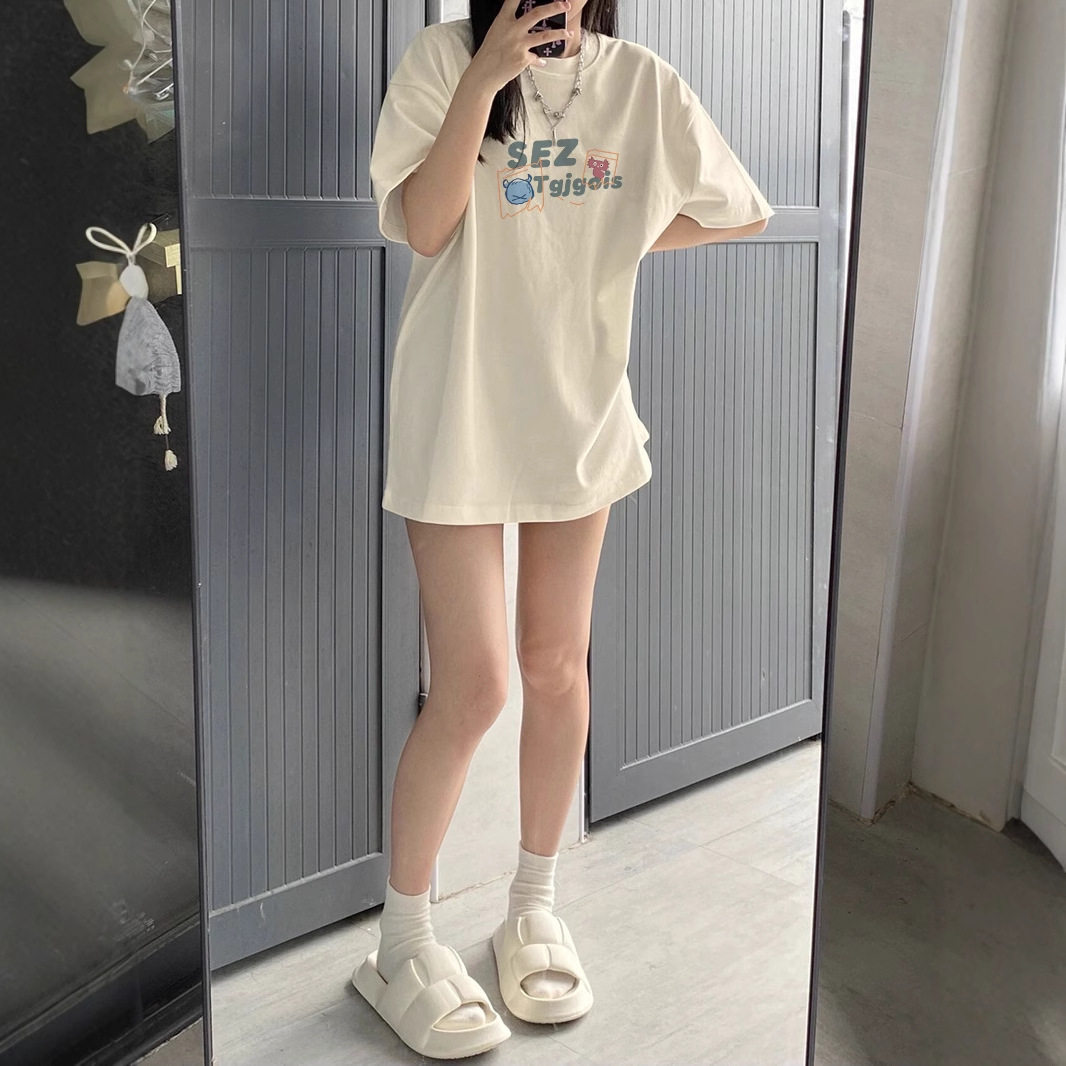 胖MM200斤纯棉宽松短袖T恤女半袖2025夏装新款大版oversize上衣