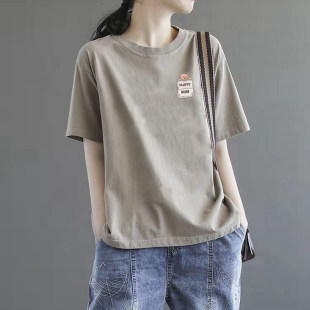 体恤衫 高端商场即墨独特漂亮短袖 宽松显瘦纯棉半袖 新款 t恤女夏季