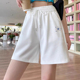 宽松百搭五分休闲裤 白色运动纯棉短裤 时尚 高腰卫裤 女2025夏季 薄款