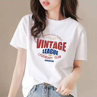 国际品牌即墨上新纯棉短袖t恤女欧货高级感字母时尚内搭打底衫潮