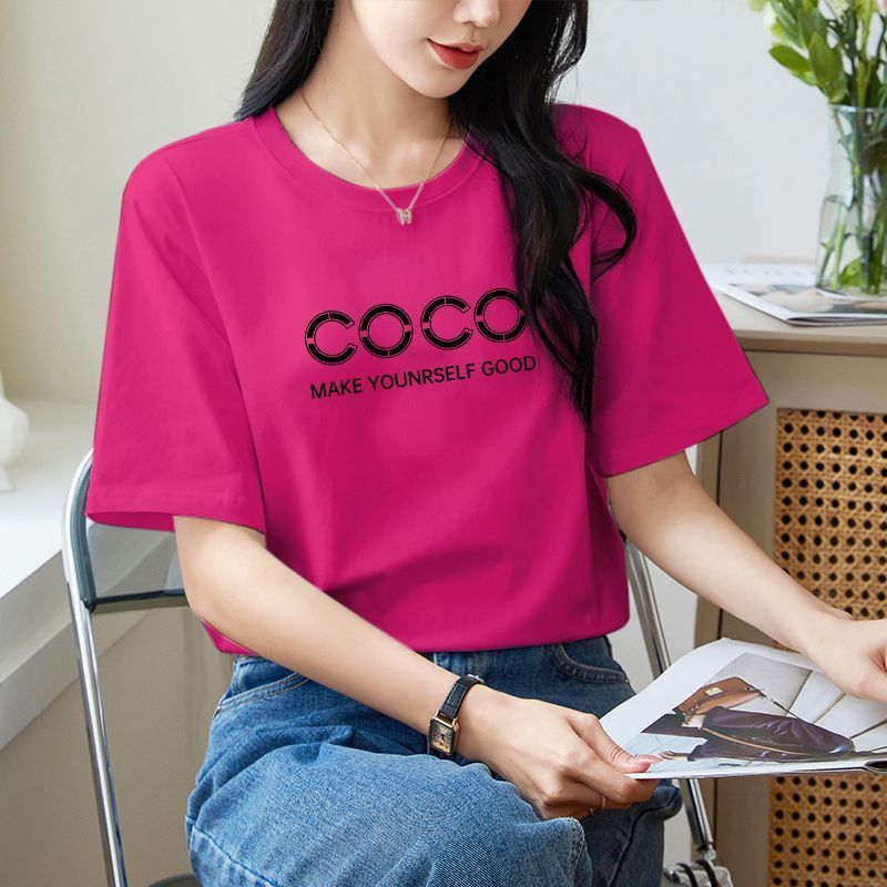 薄款不起球纯棉女韩版短袖印花