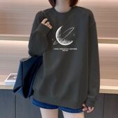 圆领卫衣女潮流宽松显瘦大码 上衣时尚 休闲长袖 纯棉秋冬薄款 外套衫