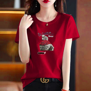 t恤女设计感时尚 清仓外贸 宽松短袖 韩版 印花学生纯棉体恤 品牌女装