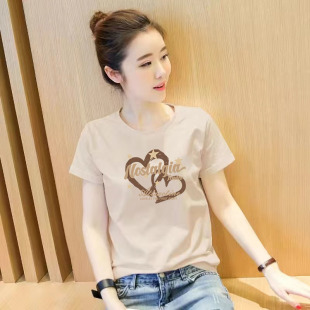 印花宽松正肩体恤衫 高端即墨欧洲站纯棉短袖 时尚 新款 潮 t恤女夏季