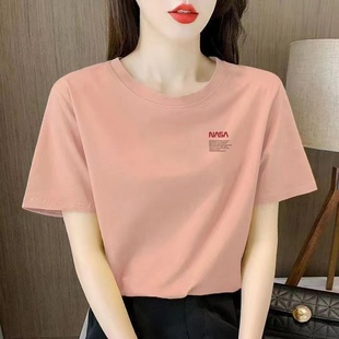 t恤女圆领百搭上衣潮 品牌折扣店正品 女装 清仓欧洲站夏季 纯棉短袖