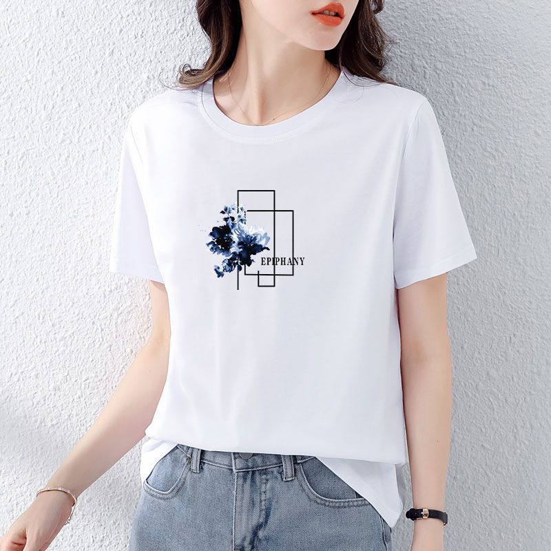 薄款不起球纯棉女韩版短袖印花