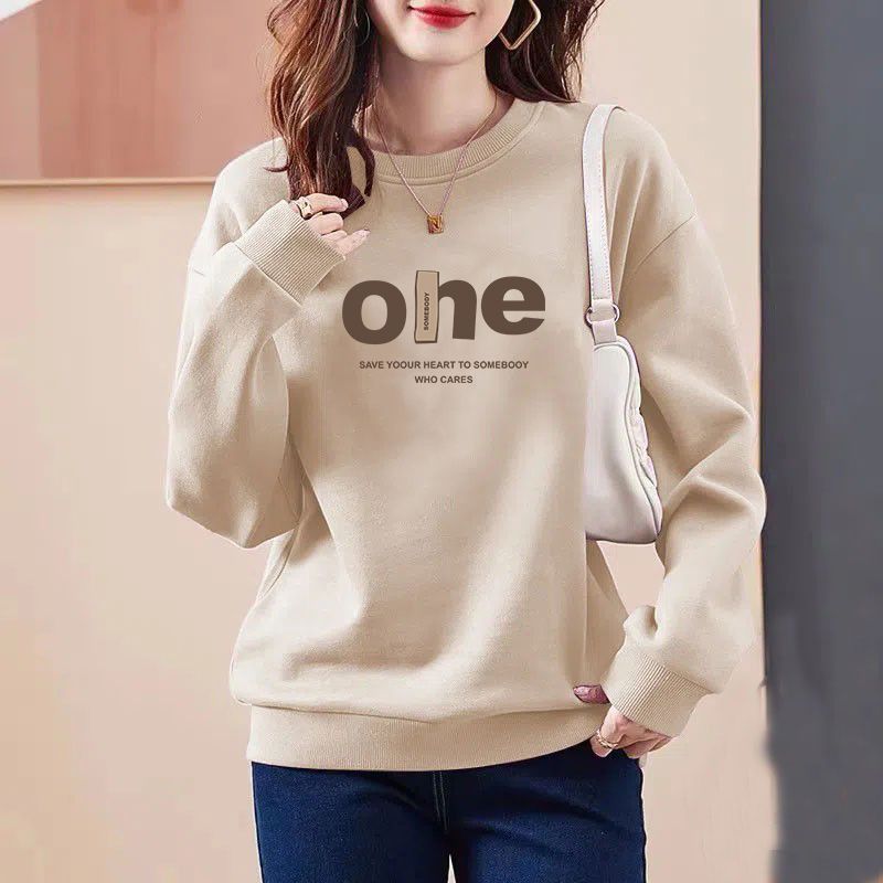 山东即墨专柜100%纯棉卫衣女秋冬慵懒风宽松时尚加绒加厚休闲外套