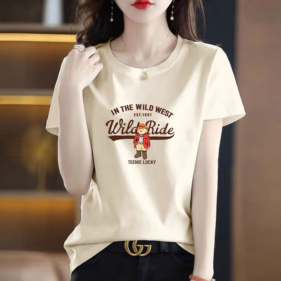 大牌正品纯棉宽松百搭时尚短袖女