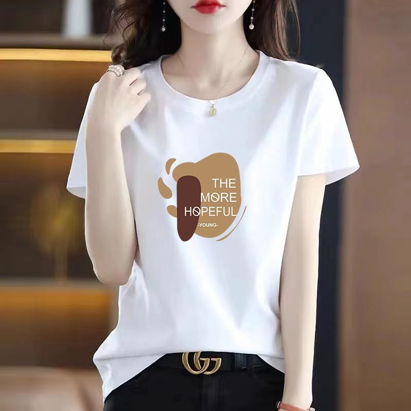 薄款不起球纯棉女韩版短袖印花