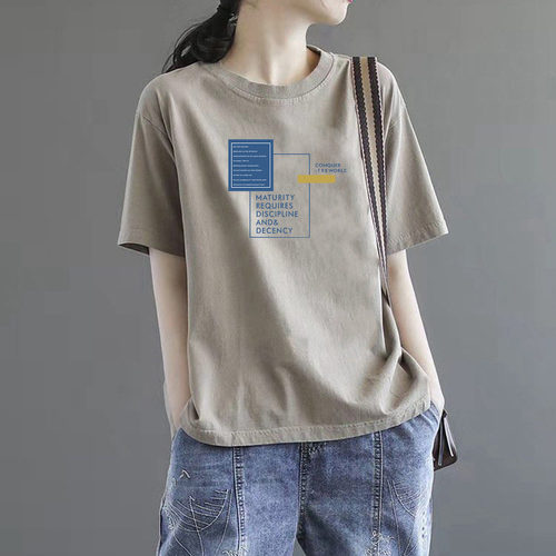 一线大牌即墨正品短袖t恤女夏季设计感时尚印花宽松小众纯棉上衣