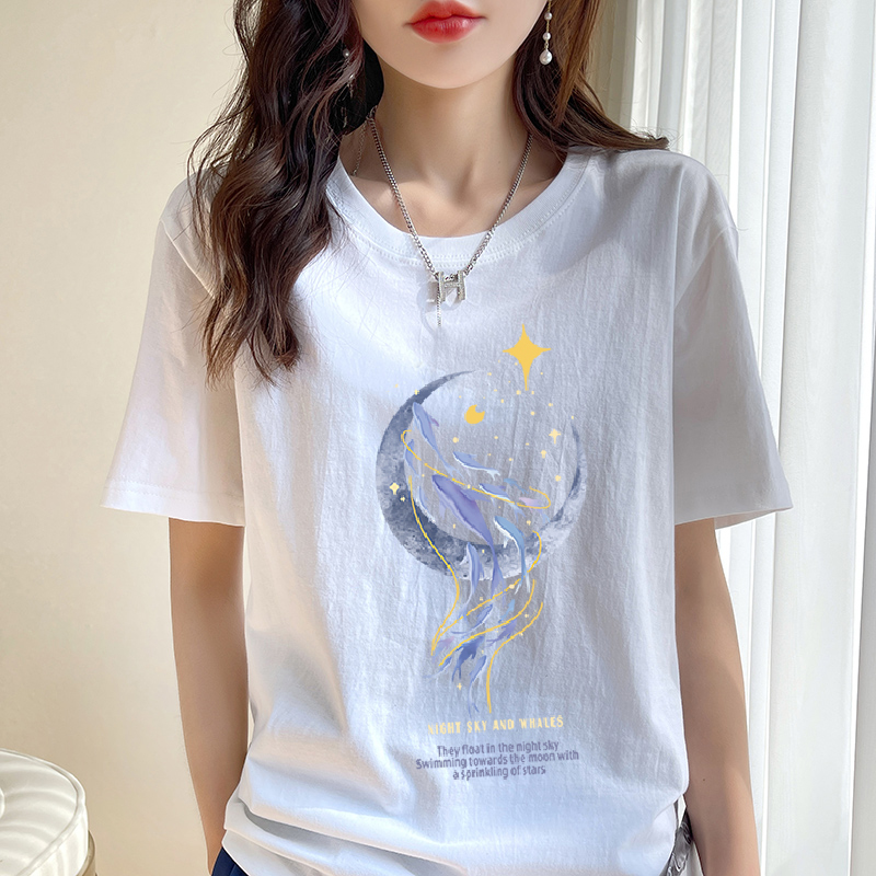 短袖韩版薄款印花纯棉女不起球
