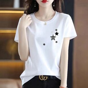打底衫 设计感印花学生百搭大码 潮 韩版 即墨外贸大牌纯棉T恤女夏季