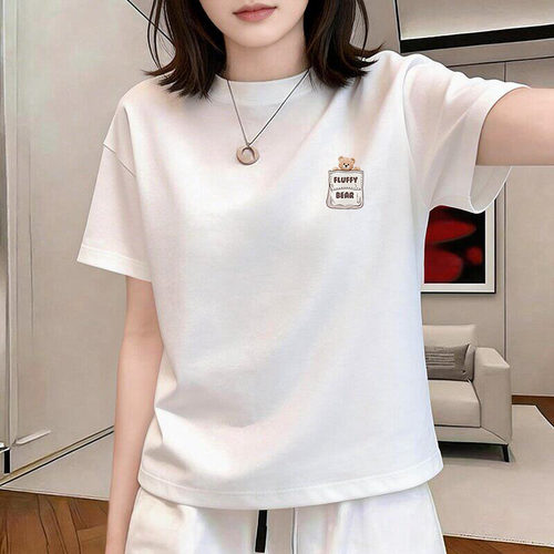 高端轻奢无锡纯棉短袖t恤女夏季简约高级感运动时尚印花宽松上衣