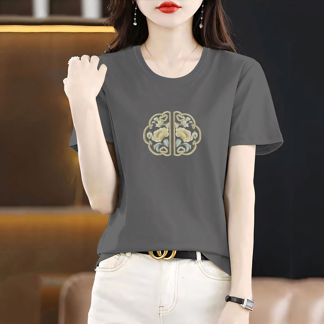 官方正品纯棉时尚休闲印花短袖女