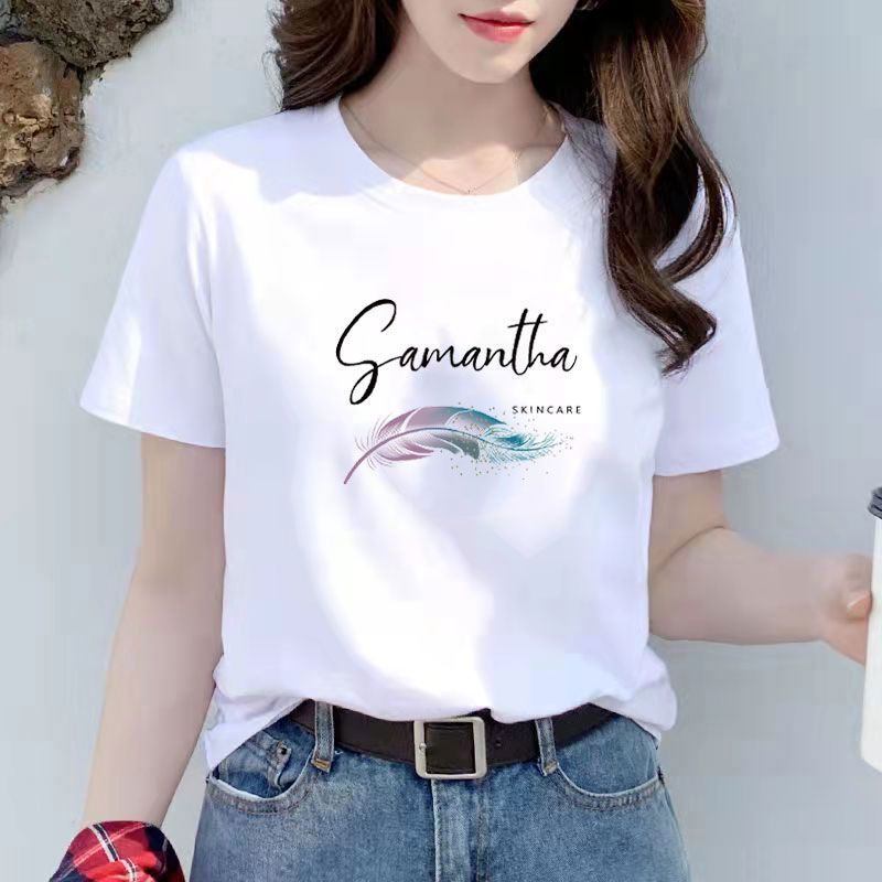 薄款不起球纯棉女韩版短袖印花
