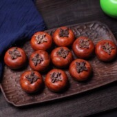 木质雕刻柿柿如意柿子茶桌客厅摆件送礼装 饰苹果橘子茄子草莓摆设