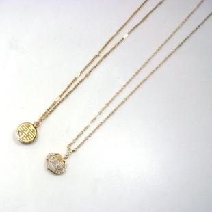 包邮项链锁骨链镀金福字囍字平安锁毛颜色锆石小众寓意百搭潮ins