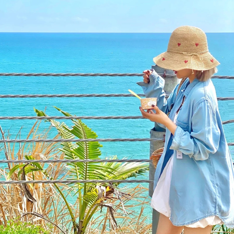 特细拉菲草帽日韩女春夏