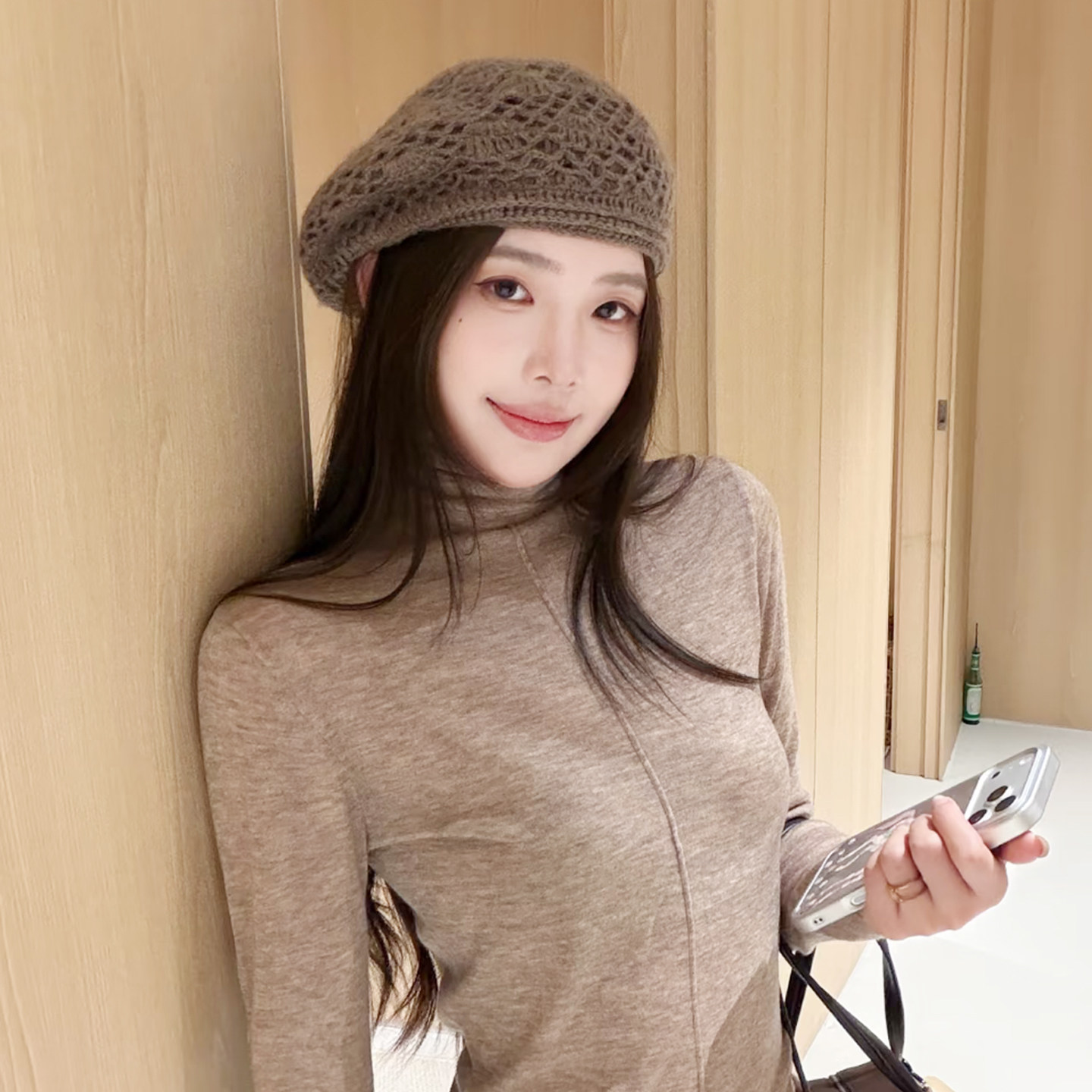 韩版创意手工钩线文艺贝雷帽秋冬
