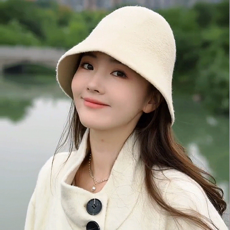 羊毛纱线渔夫帽韩版女秋冬