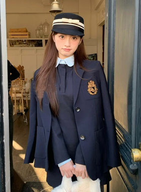 撞色羊毛马术帽日系女秋冬