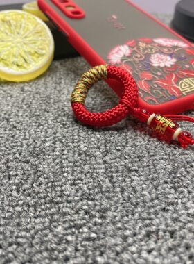 手机腕绳文玩水晶玉石福字指环扣