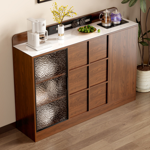 2026年新款中古风茶吧机餐边柜一体靠墙客厅家用茶水柜带上水