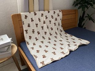 日本新生儿毛巾被纯棉儿童毯子夏季 婴儿盖毯针织棉夏凉被 两层薄款