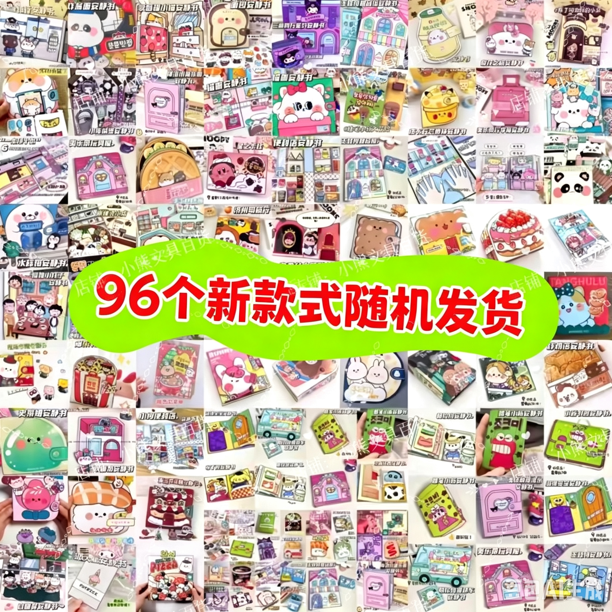 批发便宜96本全套安静书小吃华夫饼女孩子玩具裁剪自制DIY豆豆本