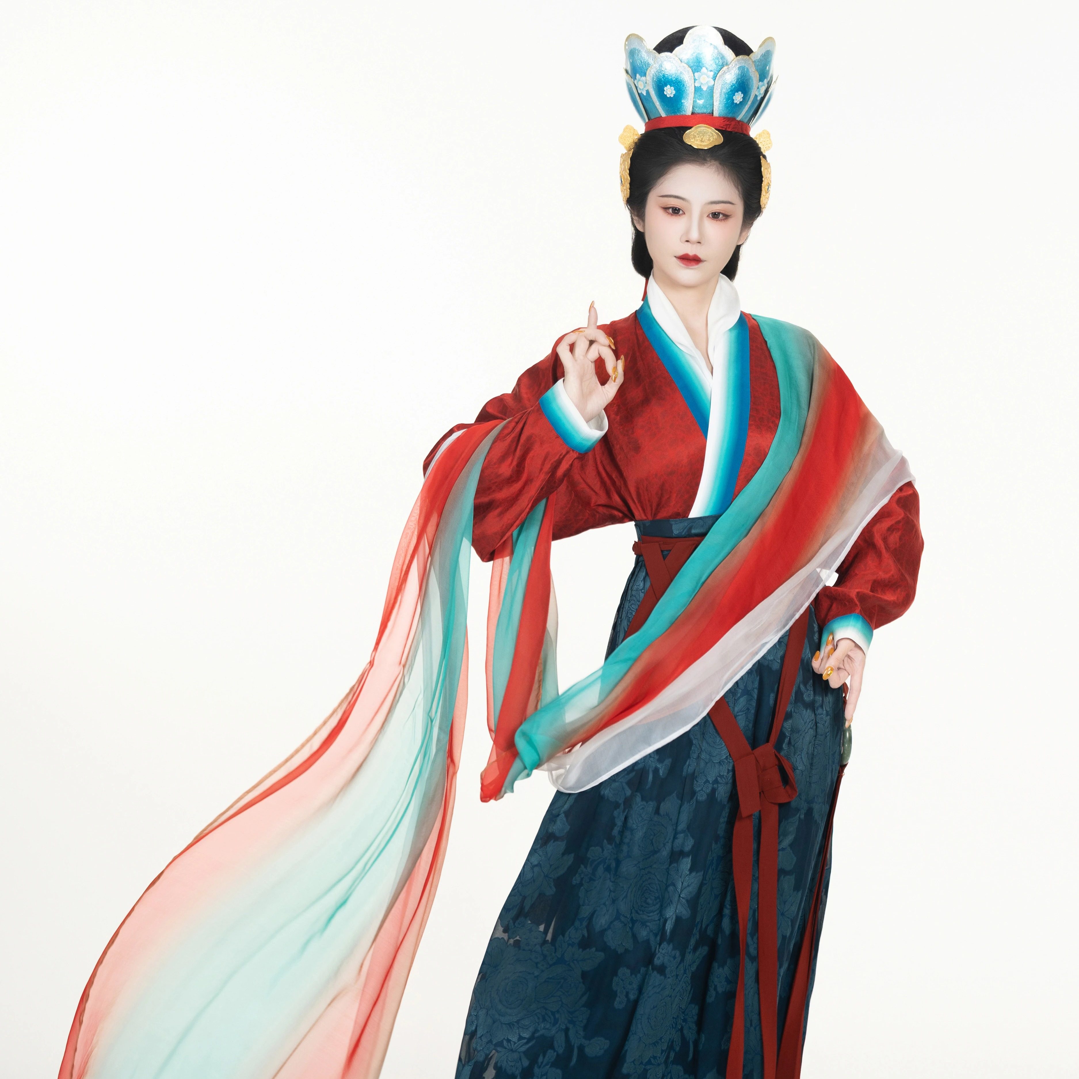 襦一坊丨长生乐 宋制香云纱缎龟飞机袖褶裙复原晋祠真丝汉服女款