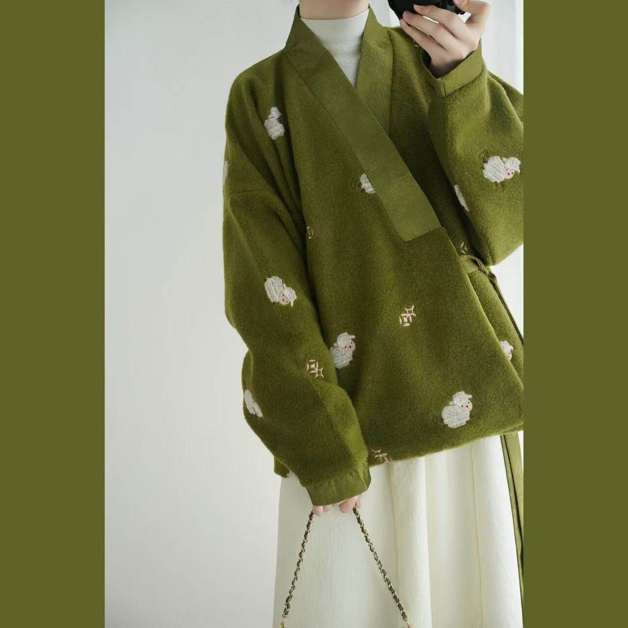 扶摇原创抹茶小羊刺绣明制汉服