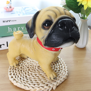 仿真巴哥摆件可爱大号小狗家居客厅台桌面柜子酒吧创意动物装饰品