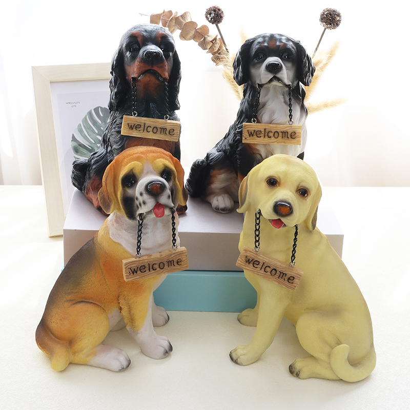 仿真迎宾狗摆件家居店铺森系装饰