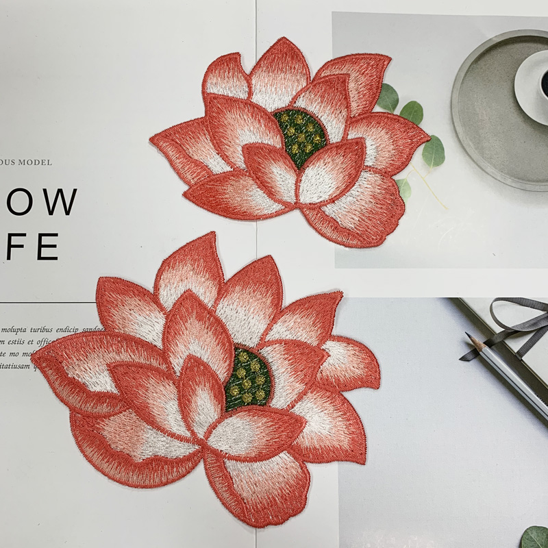 水溶刺绣荷花布贴DIY材料包