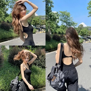 赫本风复古设计感露背连体衣吊带背心女内搭上衣小众气质美背 法式