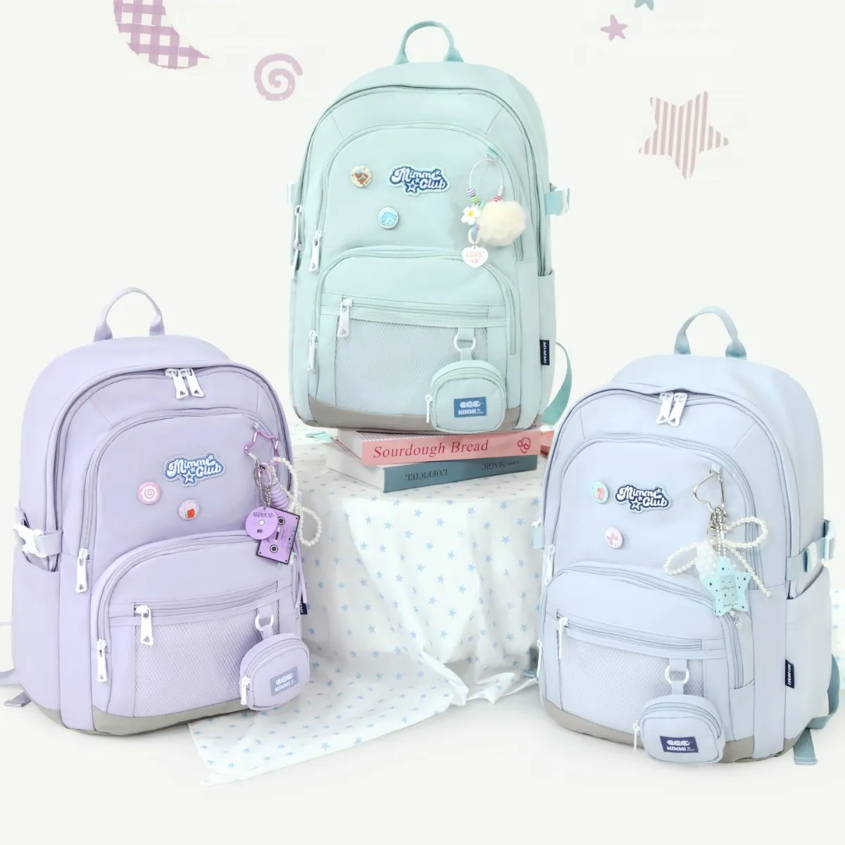 长风书包3-6年级小中高中生2025女孩糖果色休闲防下坠