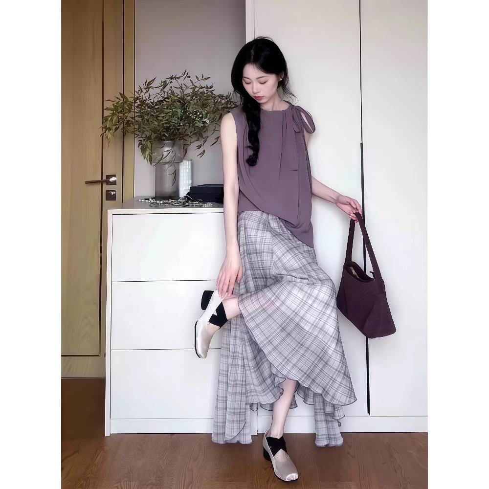 夏季女装2025新款巨好看穿搭洋气绝美漂亮无袖小香风套装连衣裙子