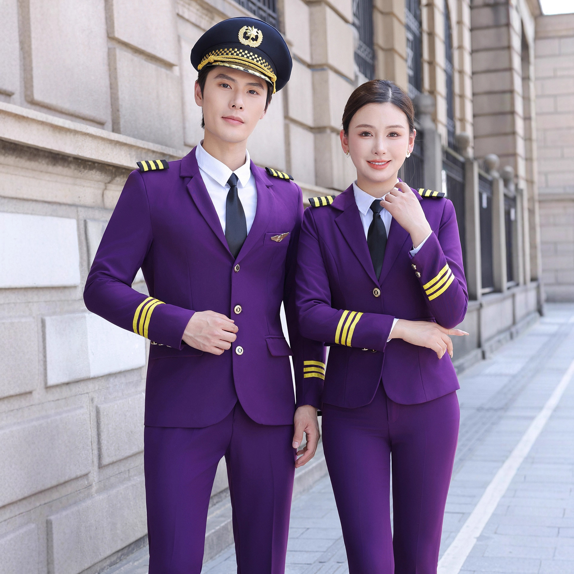 秋冬男女保安迎宾工装空少机长制服军鼓演出服高铁乘务员接待工作