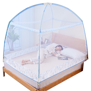 蒙古包蚊帐床笠款家用卧室高级2024新款防摔儿童宝宝1米5床双人床