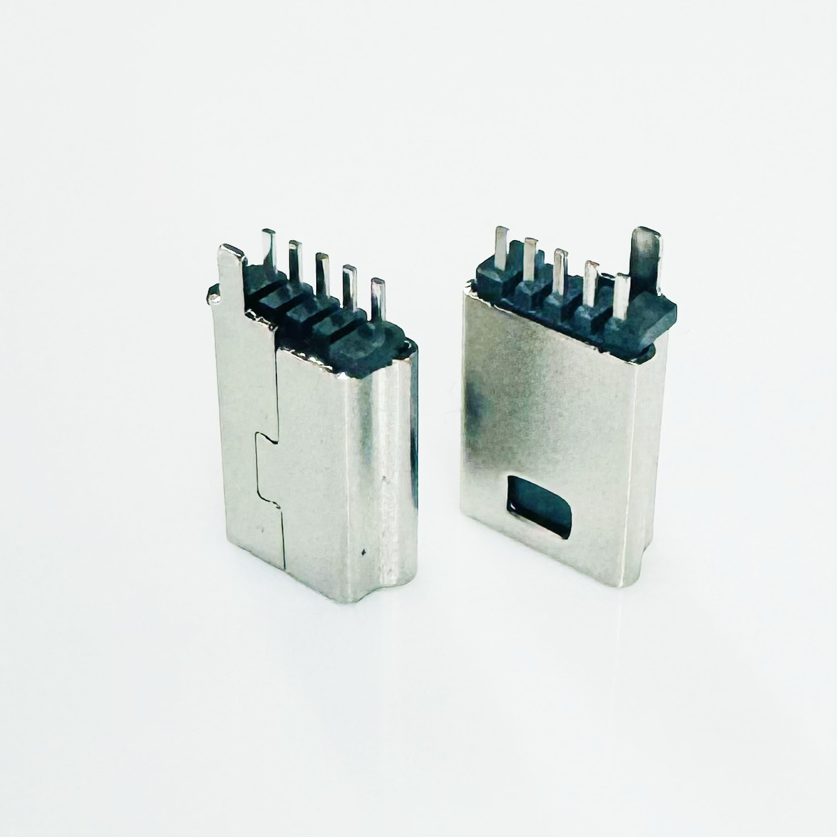 MINI USB 5P公座夹板式180度带地线迷你USB插头夹板式公头带PCB板