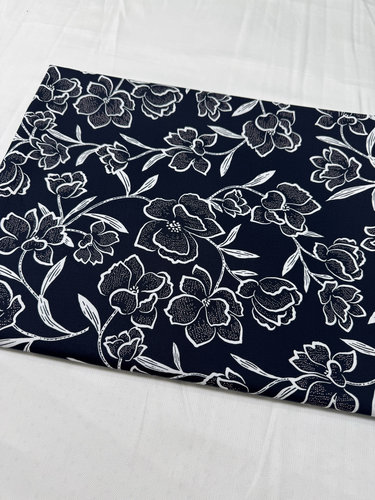 蓝底大花弹力高密府绸印花衬衣裙子连衣裙童装男女面料手工DIY2米