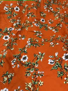 纯棉府绸橘色小碎花衬衣裙子连衣裙床品居家服diy长3米宽1.45米