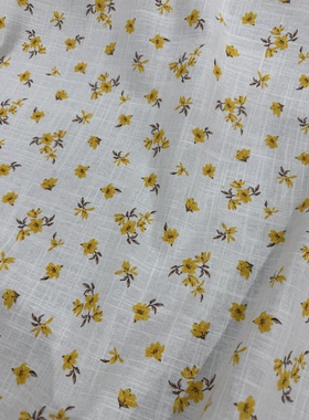 棉麻黄色小碎花印花衬衣裙子连衣裙床品居家服diy长3米宽1.45米