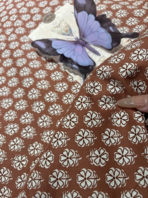 纯棉咖色小碎花印花衬衣裙子连衣裙床品居家服diy长3米宽1.45米