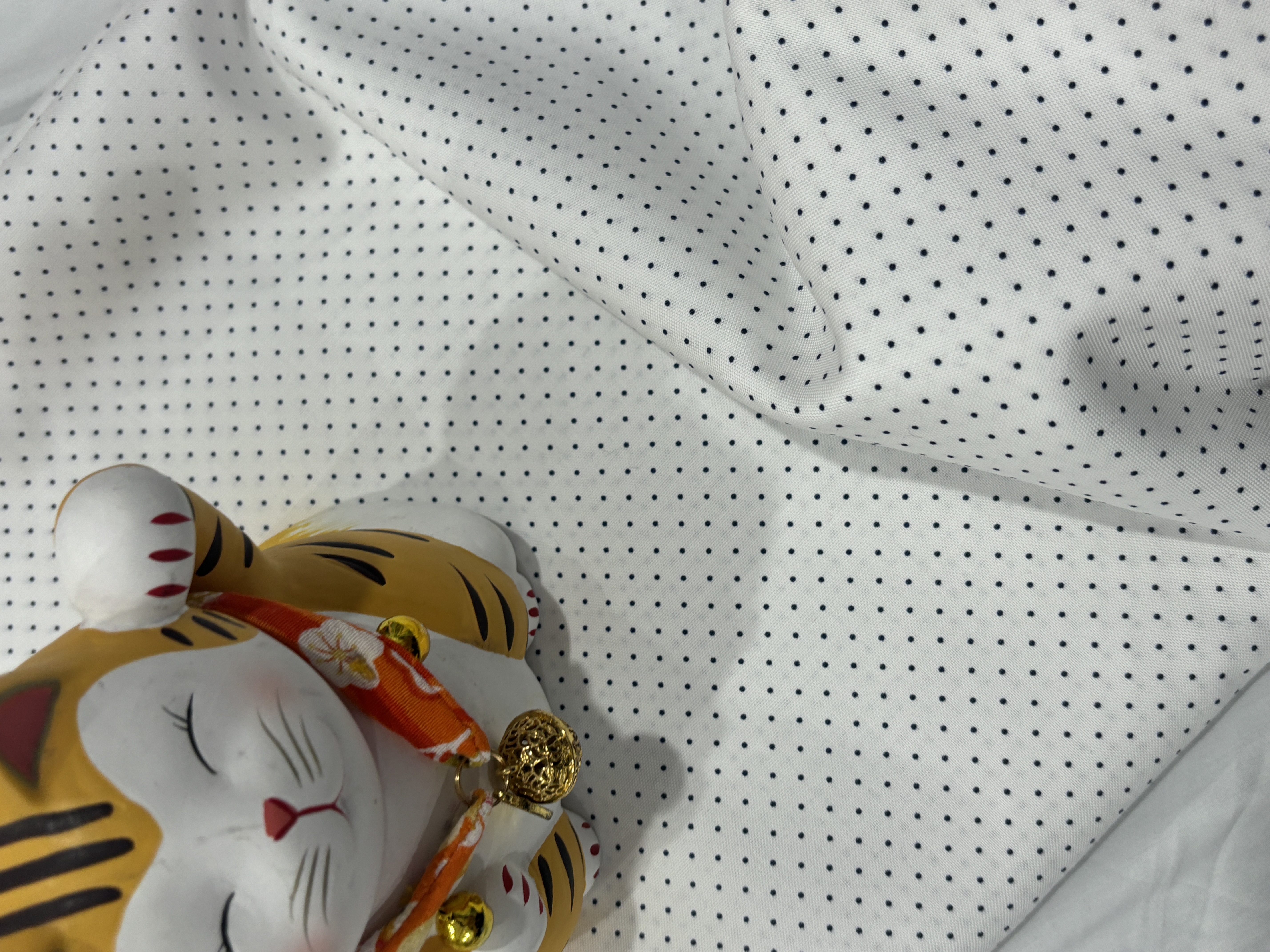 纯棉色织白底小波点印花衬衫裙子连衣裙居家服床品长3米宽1.45米